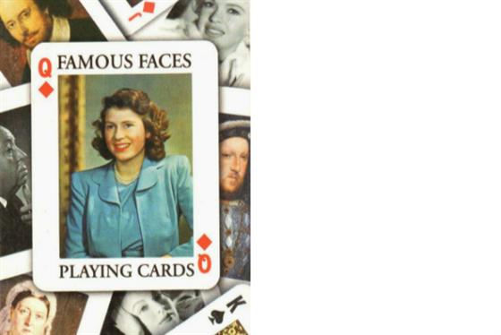 A playing card with a picture of Queen Elizabeth II on it