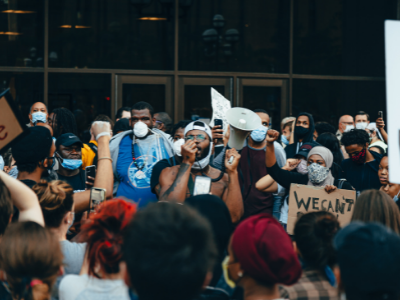 A speaker at a Black Lives Matter protest