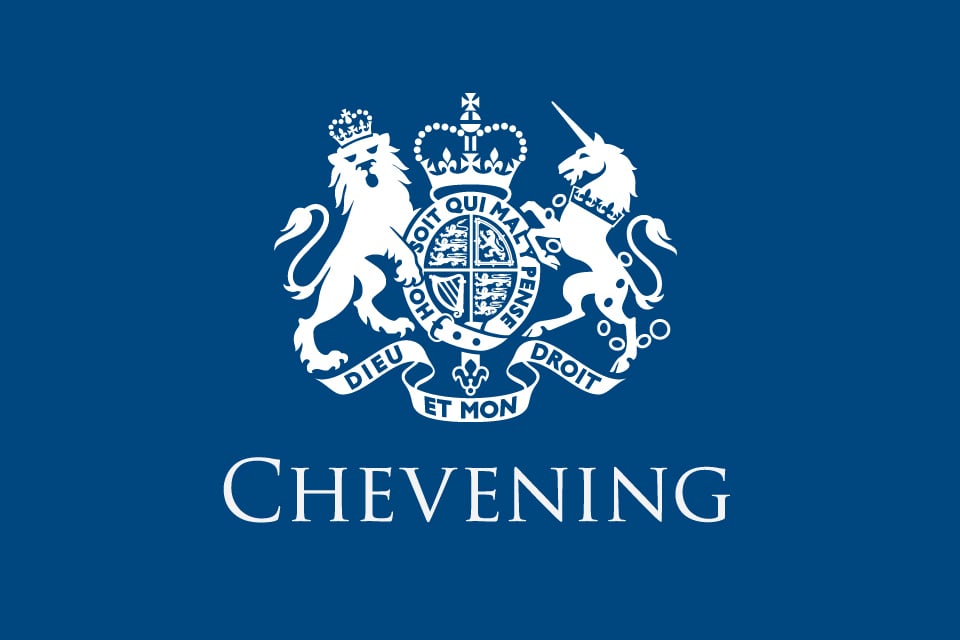 Blue Chevening logo with crest