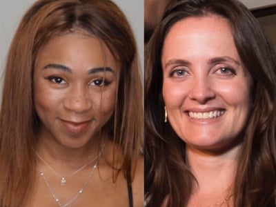 A collage of photos of Euella Jackson and Jenny Cashman Wilson