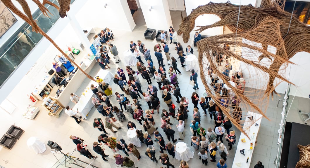 A group of people mingling at an event