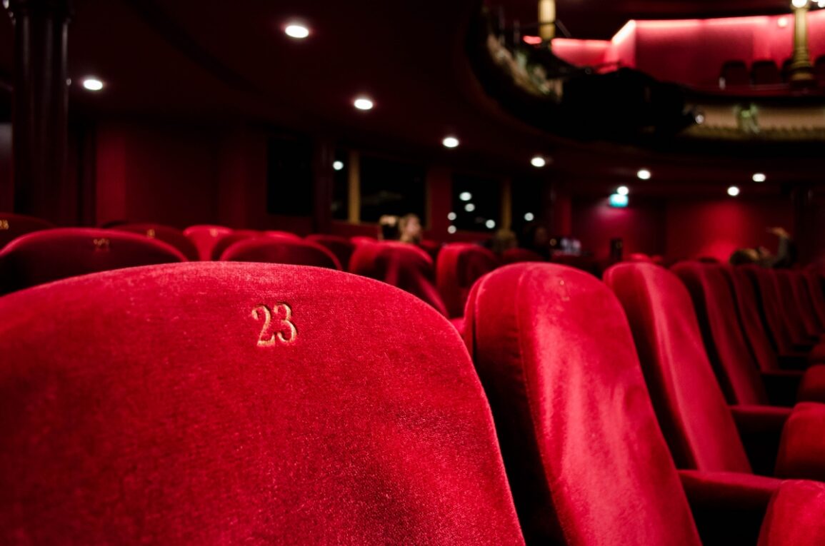A close up of theatre seats