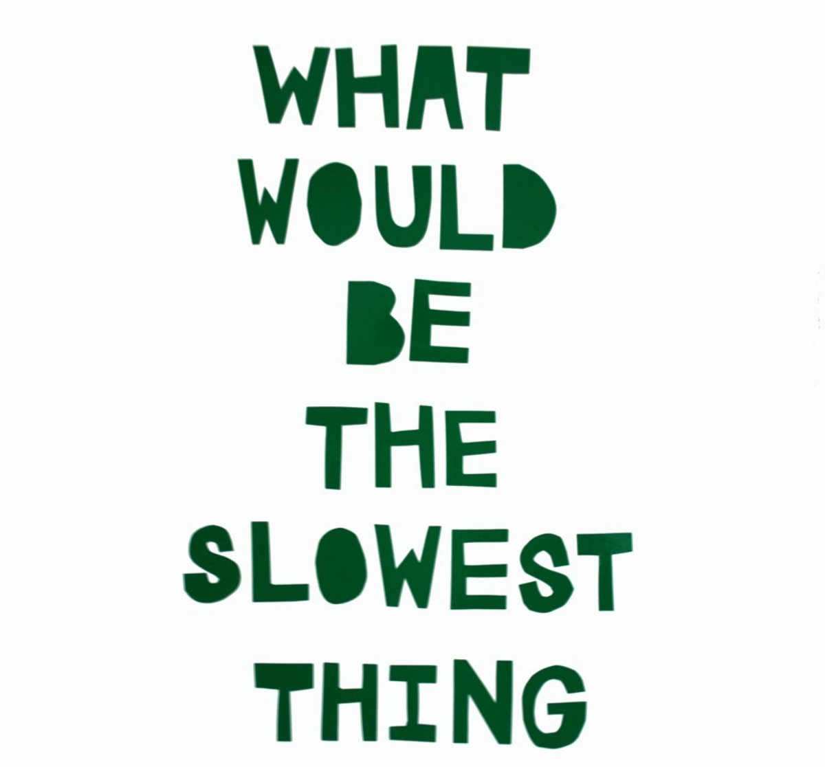 Graphic with the text that says "What would be the slowest thing"