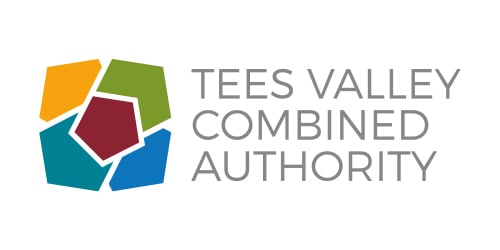 Tees Valley Combined Authority logo with 5 abstract colours
